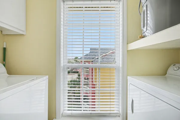 a bathroom with a window