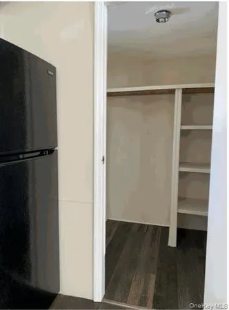 a view of closet area with empty racks