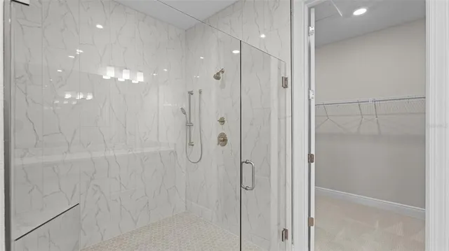 a bathroom with a shower