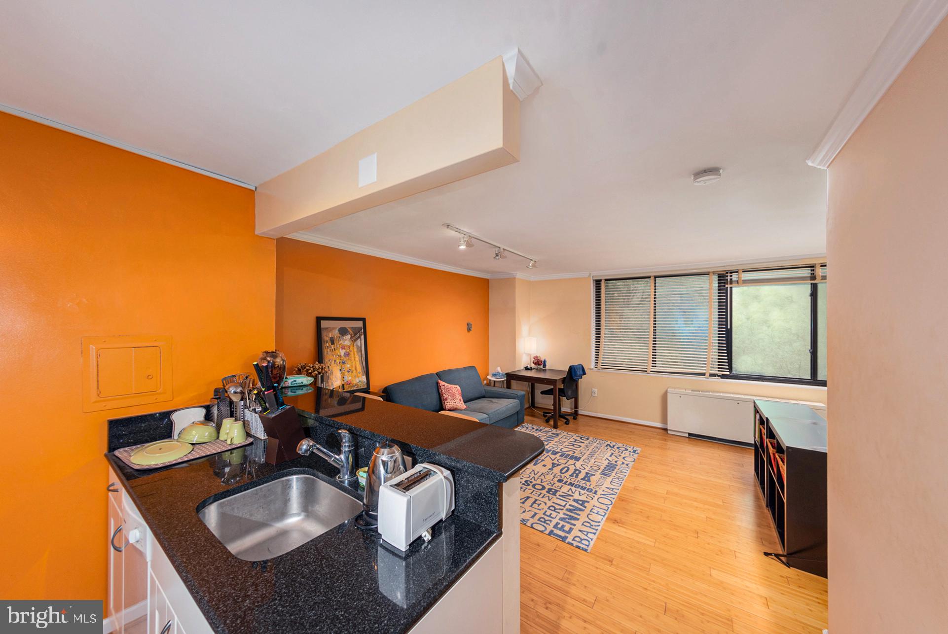 2030 F Street Northwest, Unit 209 Washington, DC 20006 - Photo 3 of 5 a living room with furniture and a large window