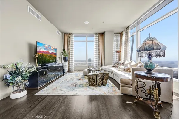 a view of a balcony with city view