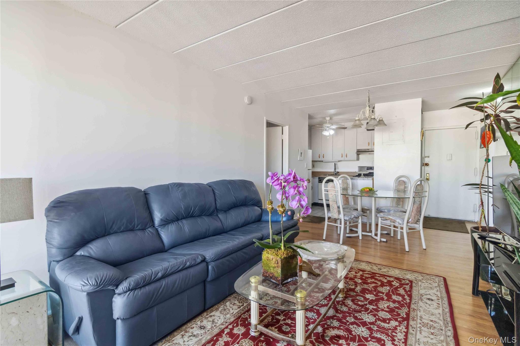 23-22 30th Road, Unit 7D Queens, NY 11102 - Photo 3 of 29 Living room featuring light wood-style flooring and ceiling fan