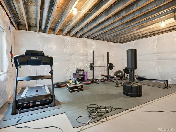 a room with gym equipment