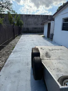 a street view with wooden fence