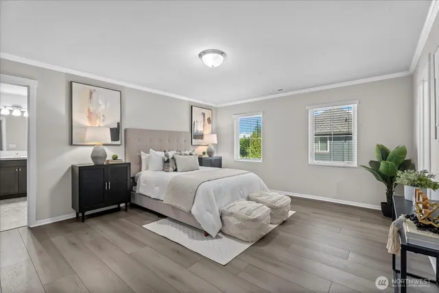 a bed room with a bed and a window