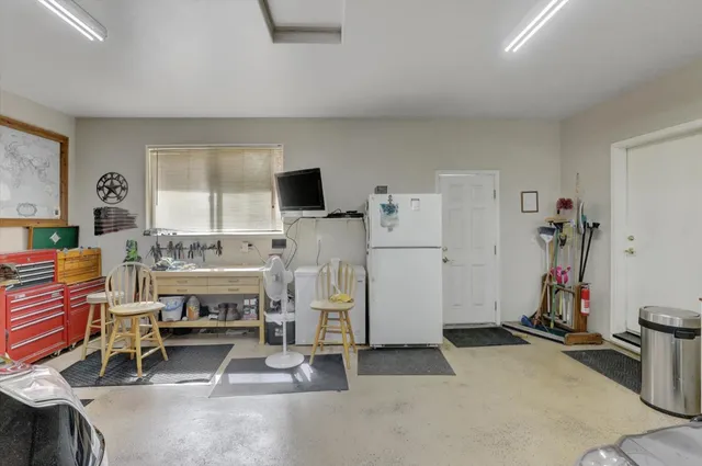 a view of a city with large trees