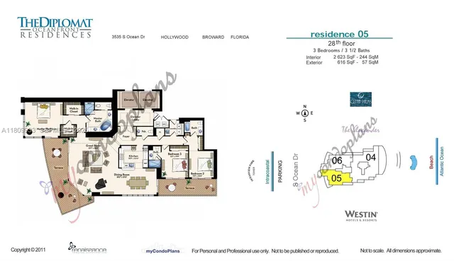 $10,500 | 3535 South Ocean Drive, Unit 2805, Hollywood, FL 33019