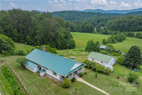 an aerial view of a house