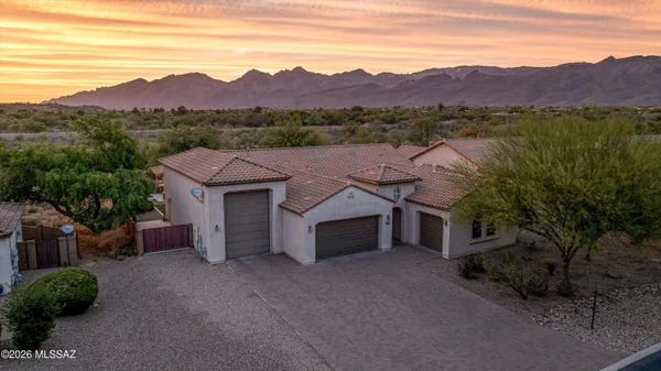 a view of a house with a mountain