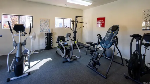 a view of a room with gym equipment