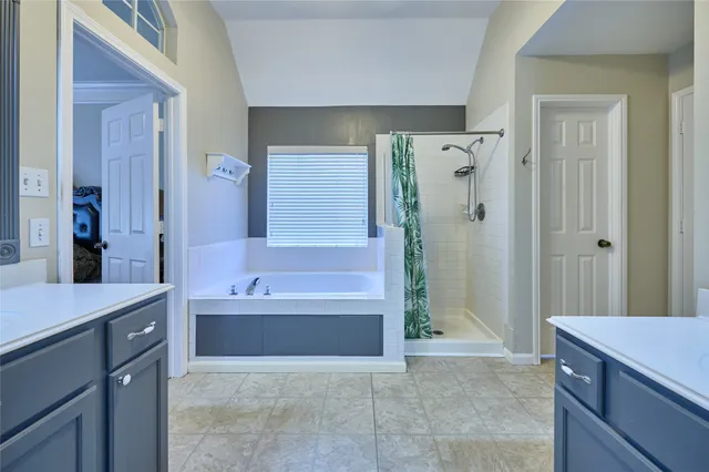 a bathroom with a bathtub a sink and a shower