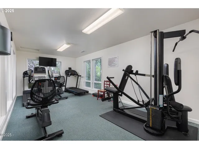a view of a room with gym equipment