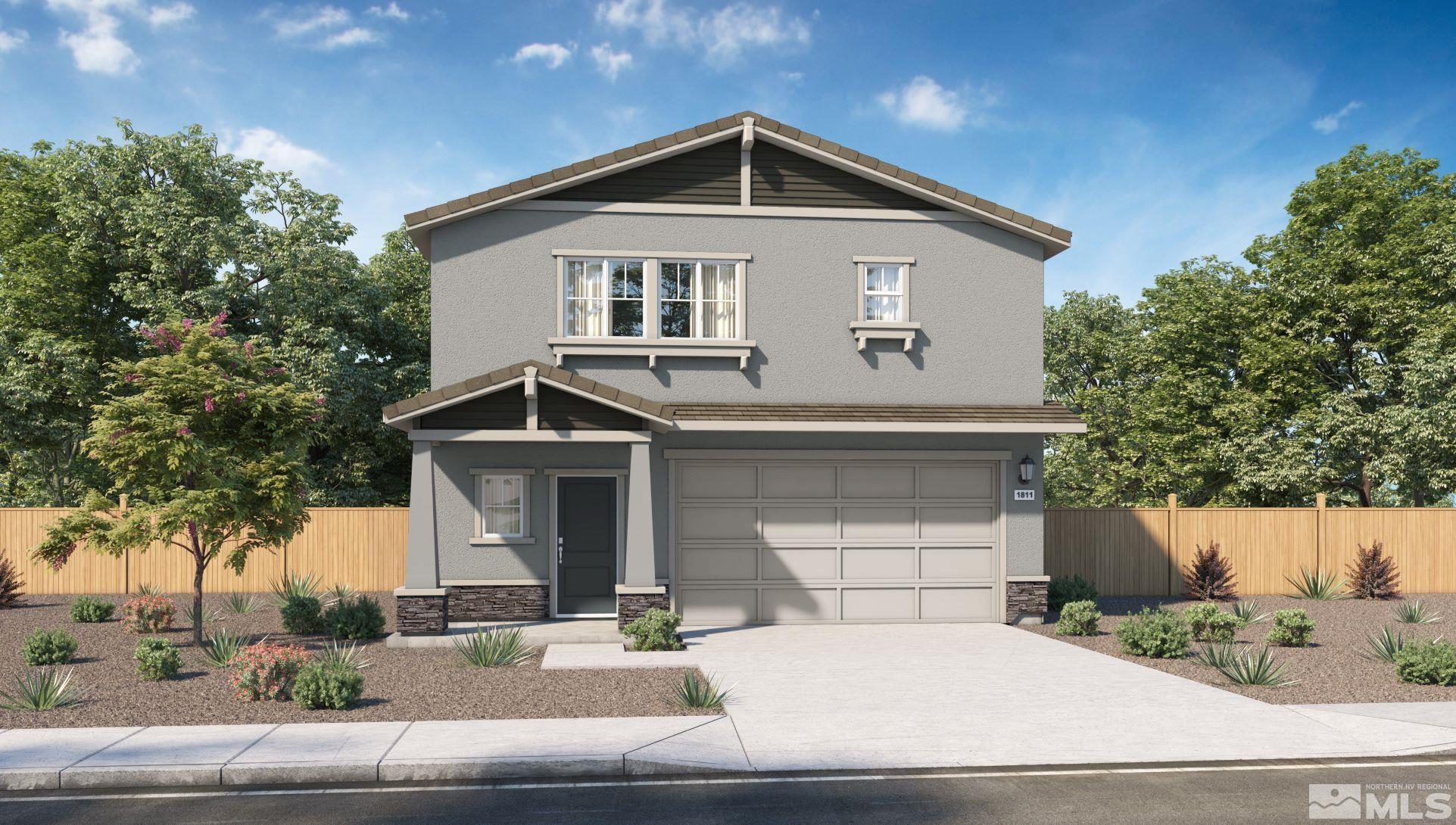 a front view of a house with garage