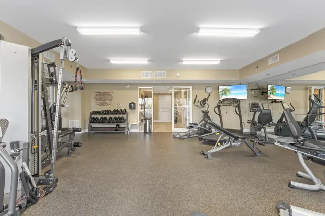 a view of a room with gym equipment