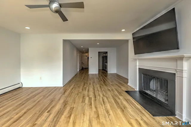 a view of a livingroom with a fireplace