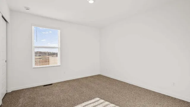 a view of a small space with a window