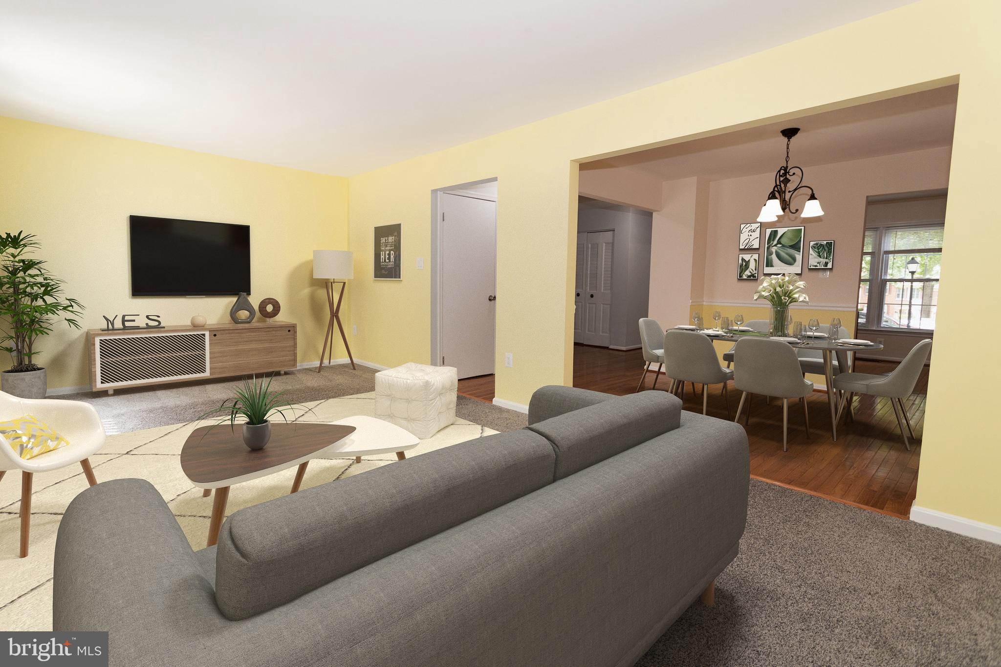 Staged living room/dining room