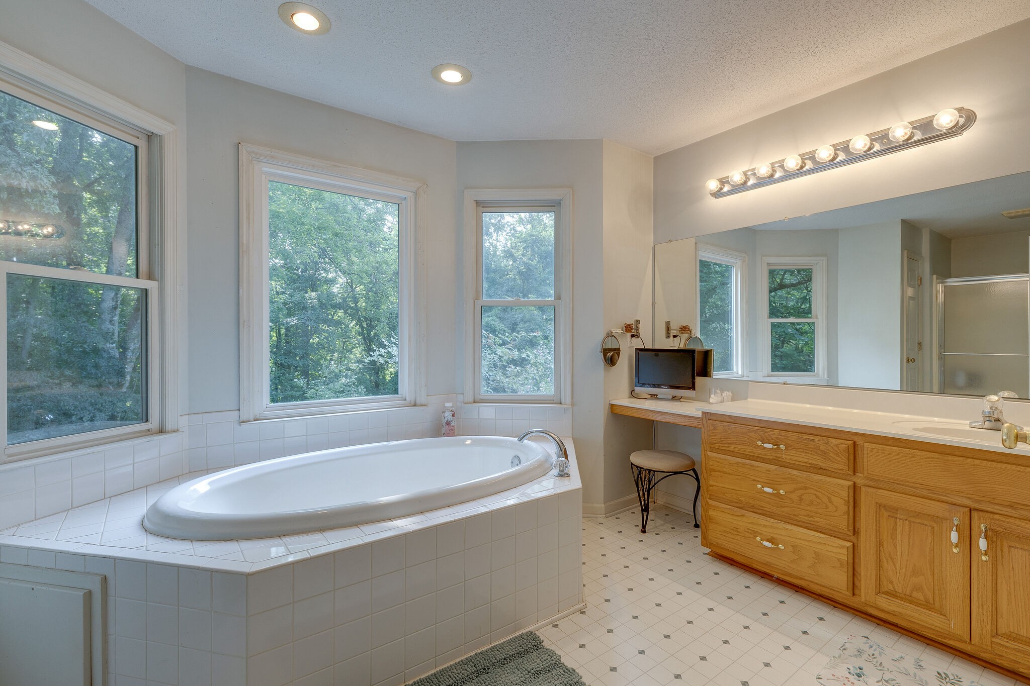 2300 Lee Road Spring Hill, TN 37174 - Photo 17 of 31 a bathroom with a tub a sink and a large mirror