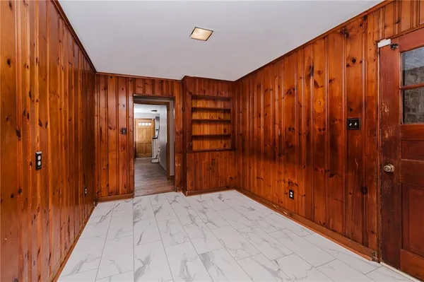 an empty room with windows
