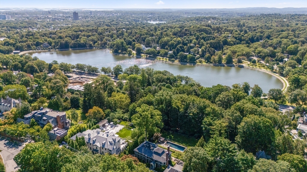 33 Leicester Street Brookline, MA 02445 - Photo 38 of 38 an aerial view of lake residential house with outdoor space and trees