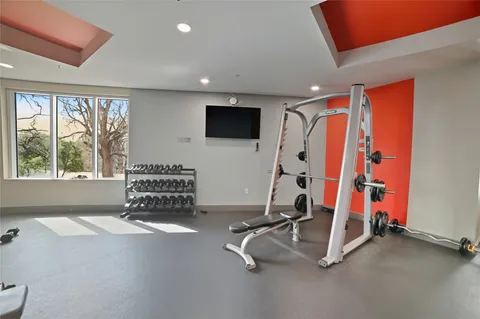 a view of a room with gym equipment