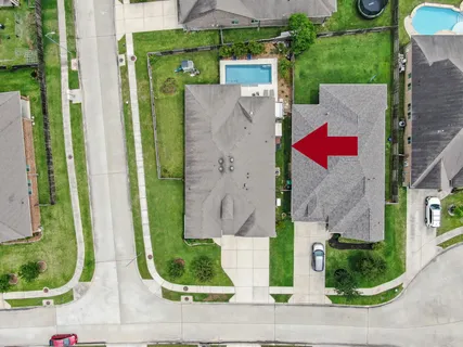 an aerial view of a house