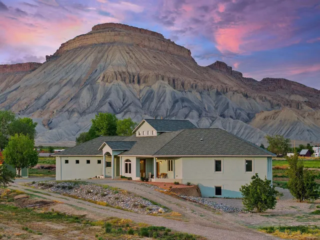 an aerial view of a house