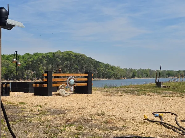 a view of a lake with a mountain