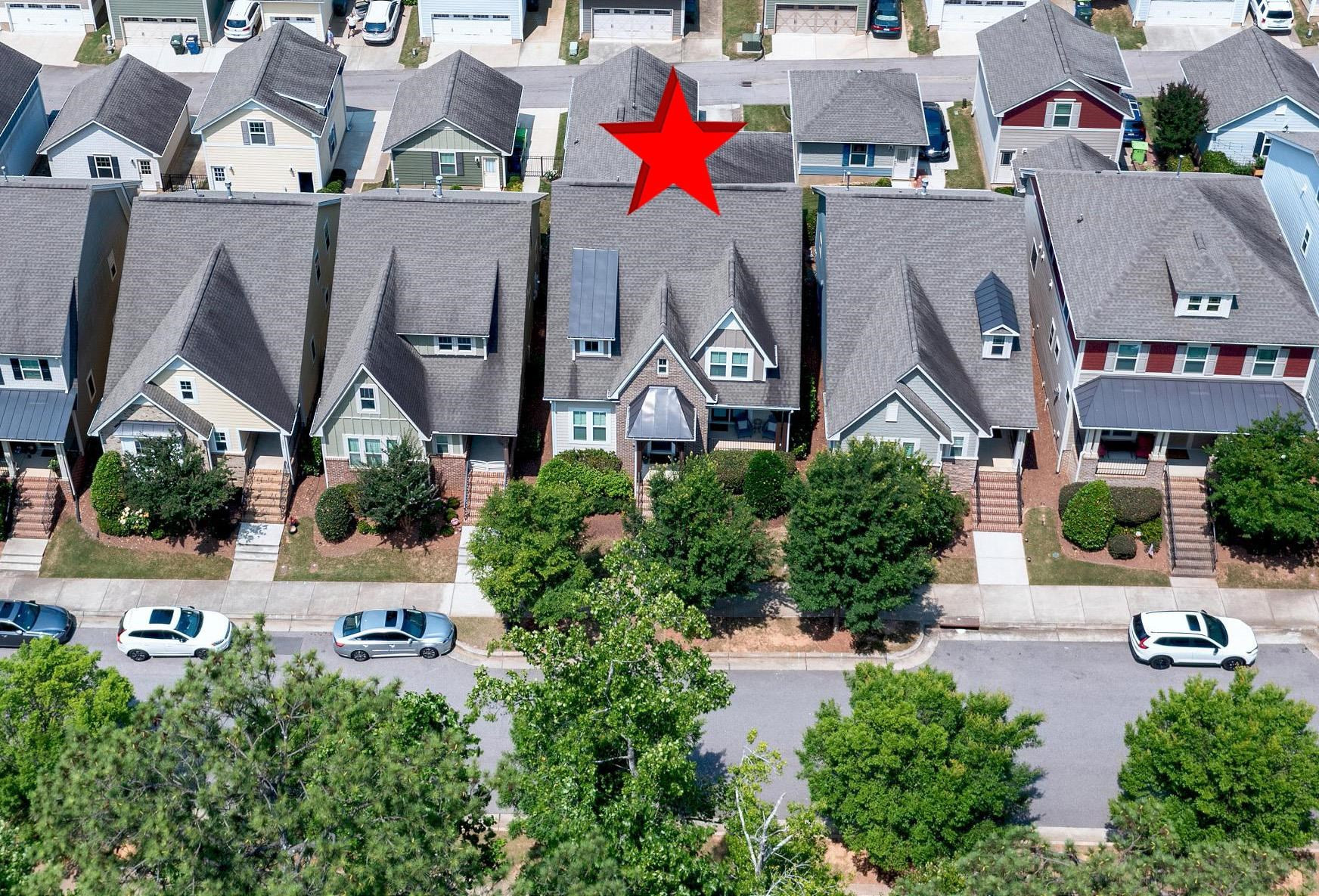 1529 Fullerton Place Raleigh, NC 27607 - Photo 44 of 53 an aerial view of multiple houses with a swimming pool