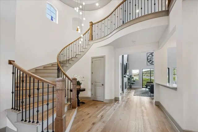 a view of entryway with wooden floor