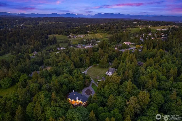 a view of a city with sunset view