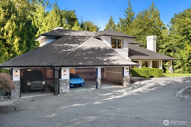 front view of a house with a garden