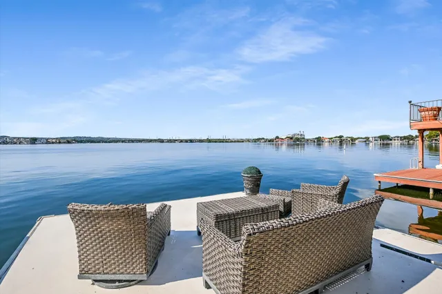 a view of a terrace with sitting area