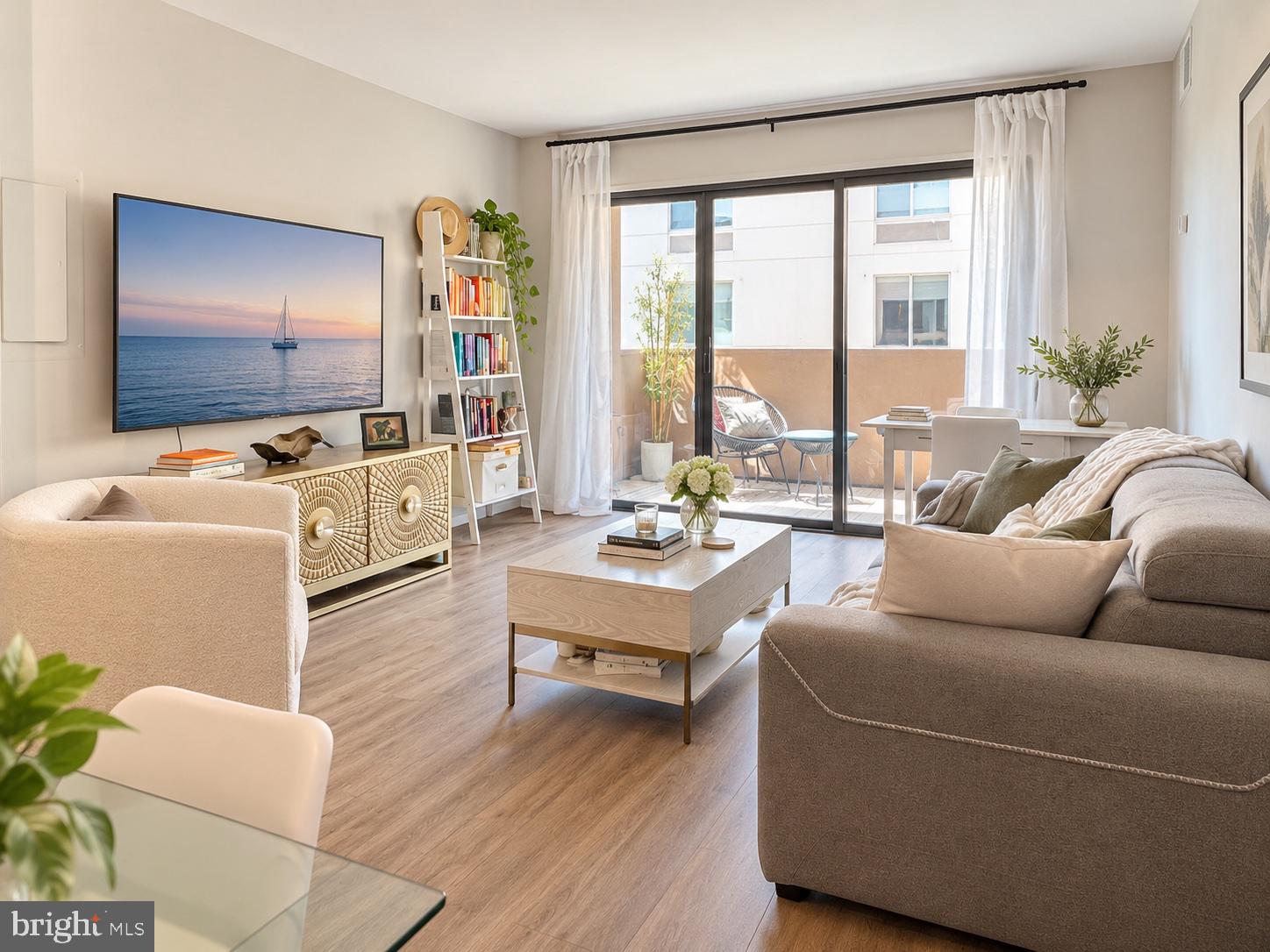 Virtually Staged - Living Dining Kitchen Balcony