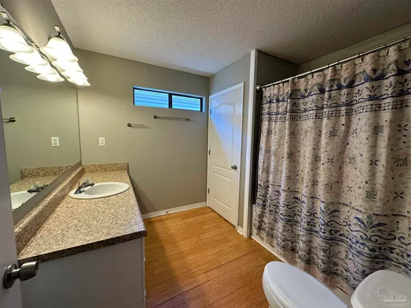 a bathroom with a shower and a toilet