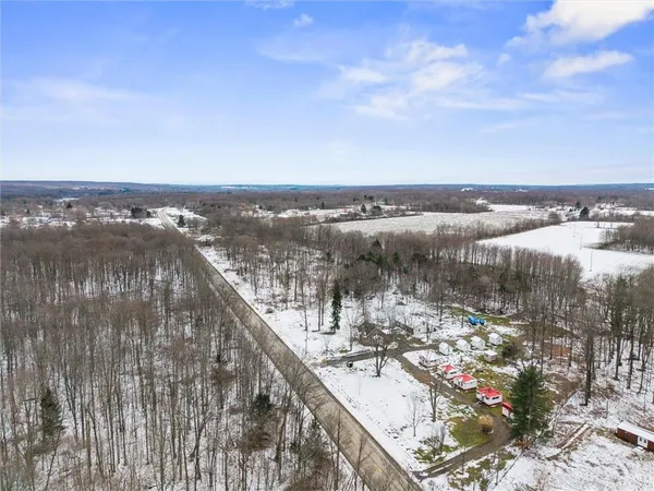 a view of a city and lake