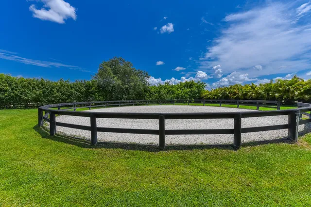 a view of a bench in a garden