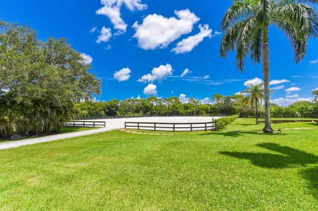 a view of a garden with sitting area