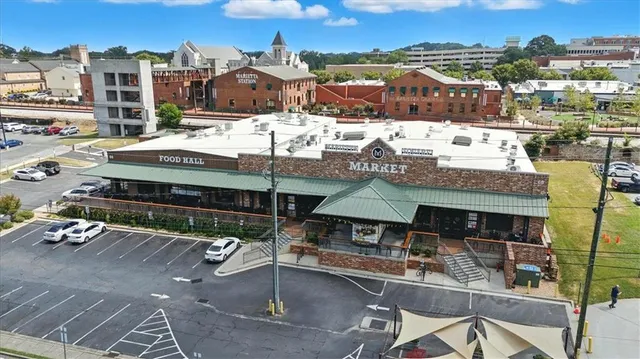 a view of a terrace with sitting area