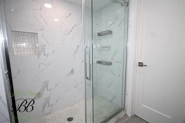 a bathroom with a shower