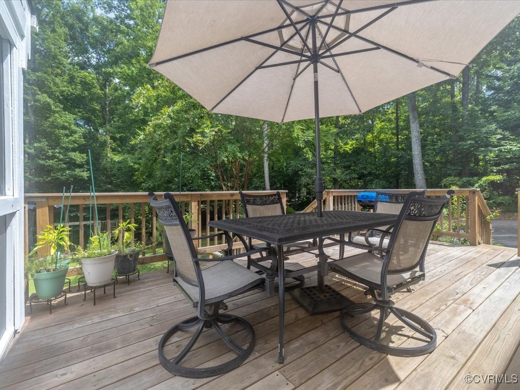 1519 Kingscross Road Midlothian, VA 23114 - Photo 18 of 50 a view of deck with furniture and umbrella