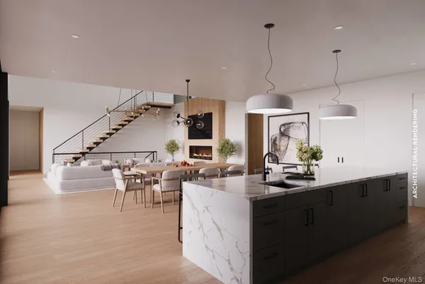 a kitchen with lots of counter top space