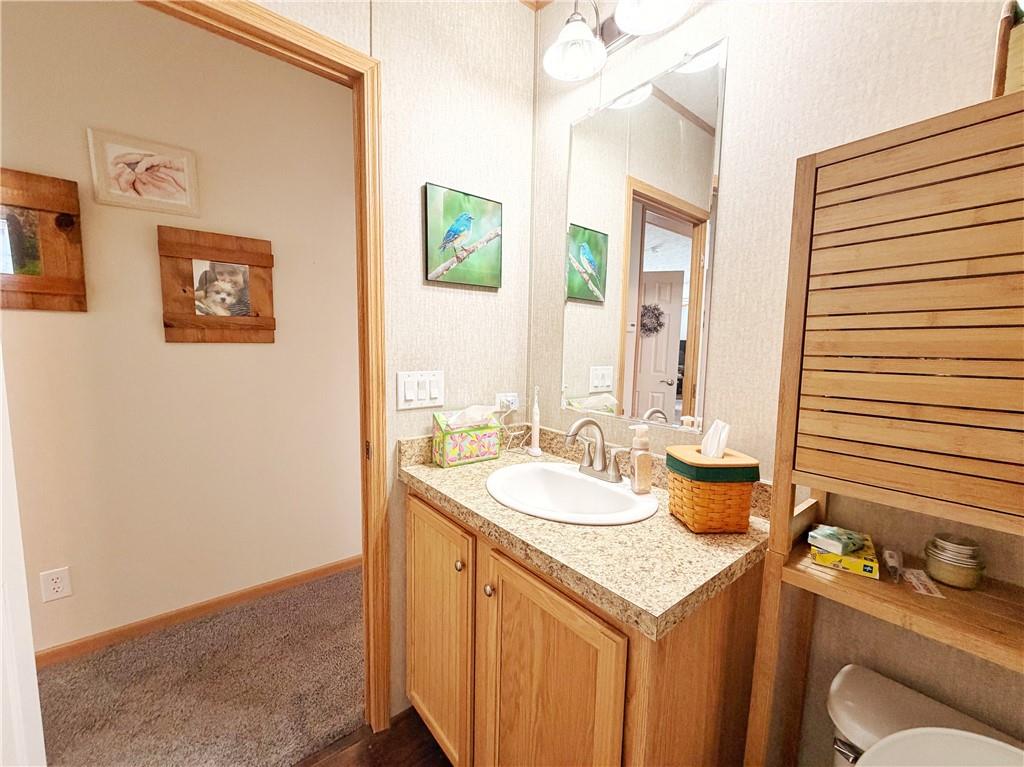 137 York Road Cranberry Township, PA 16066 - Photo 27 of 44 a bathroom with a granite countertop sink and a mirror