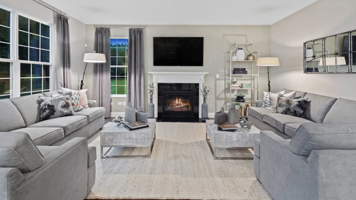 229 Bowers Street Elburn, IL 60119 - Photo 6 of 11 a living room with furniture a flat screen tv and a fireplace