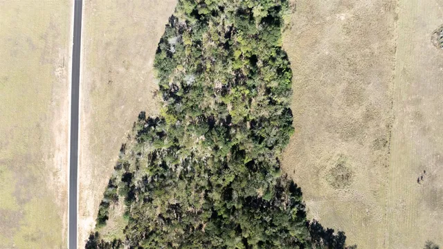 a view of a field with a mountain in the background