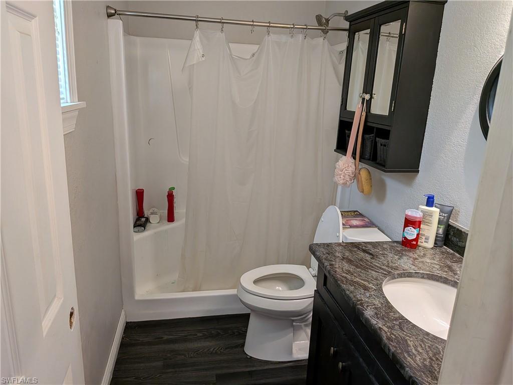 17191 Frank Road Alva, FL 33920 - Photo 8 of 27 a bathroom with a granite countertop sink toilet and shower