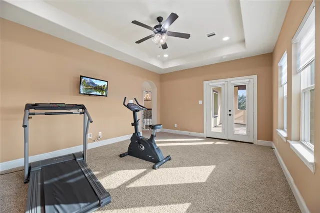 a view of a room with gym equipment