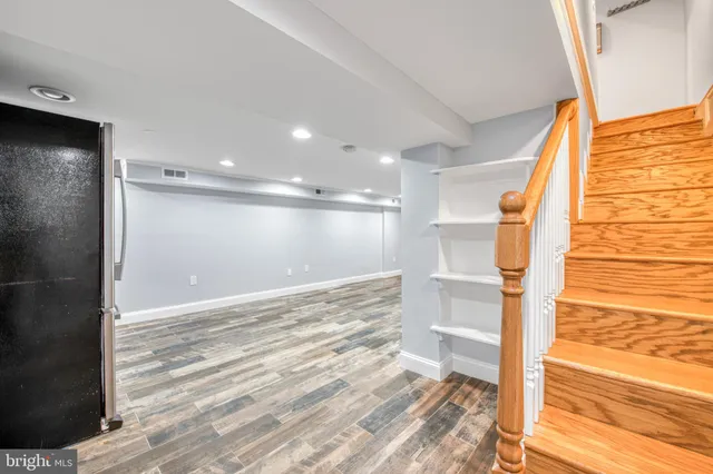 a view of kitchen and wooden floor