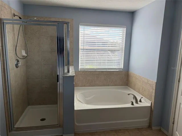 a bathroom with a bath tub and a shower