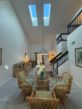 a living room with furniture